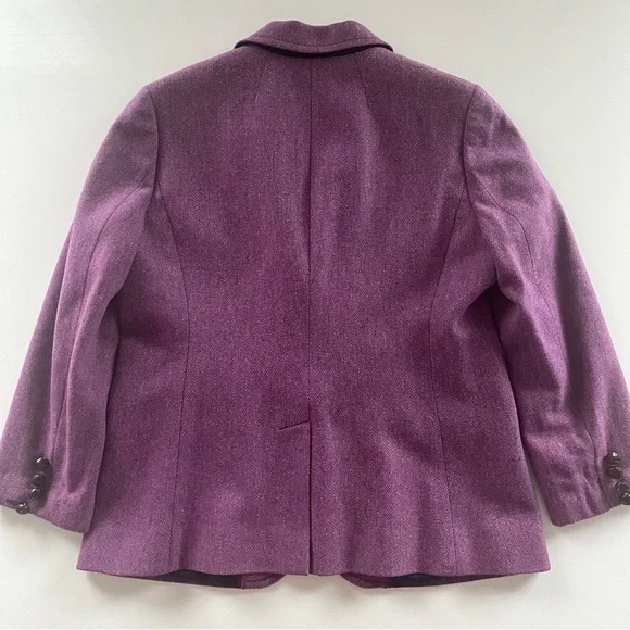 J. Crew hack-ing herringbone wool amethyst purple size 14 jacket large blazer - Picture 4 of 9